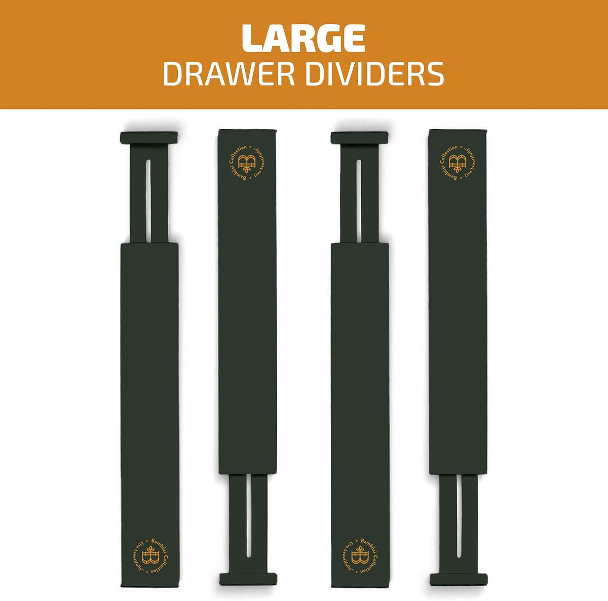 4-Pack Drawer Dividers 2.6-Inch High Dresser Organizer 16 to 22 Inch, Black
