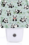 LED Night Light Lamp with Smart Sensor Dusk to Dawn Sensor,Texture with Funny Little Pandas Have Fun Night Light Daylight White,0.5W Plug-into Wall for Adults,Bedroom,Bathroom,Hallway,Kitchen