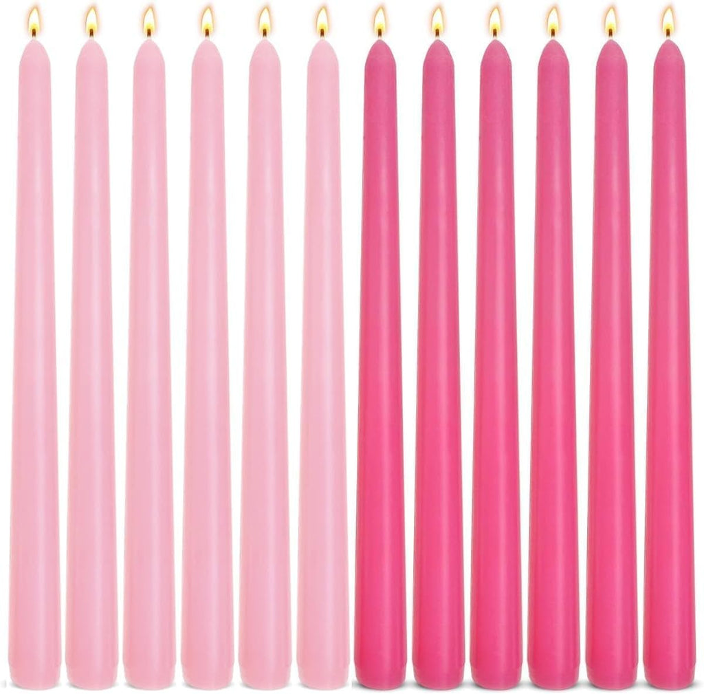 6 Hot Pink 6 Pink 10 Inch Taper Candles for Wedding Valentine's Day