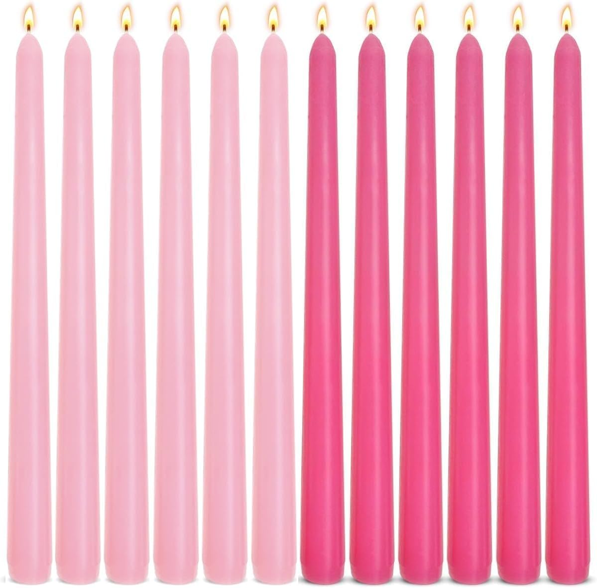 6 Hot Pink 6 Pink 10 Inch Taper Candles for Wedding Valentine's Day