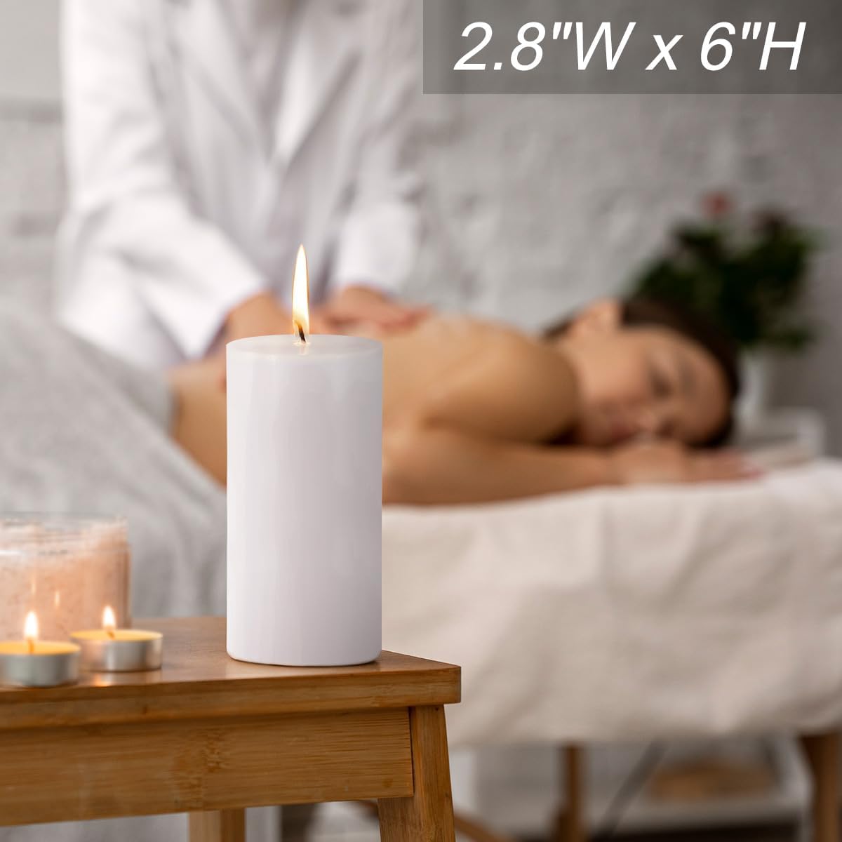 3 Pack 2.8 x 6 Hand Poured White Dripless Pillar Candles, 150 Hours Long Burning, Soy Candles, Non-Toxic, Unscented, Smokeless, for Power Outages & Emergency