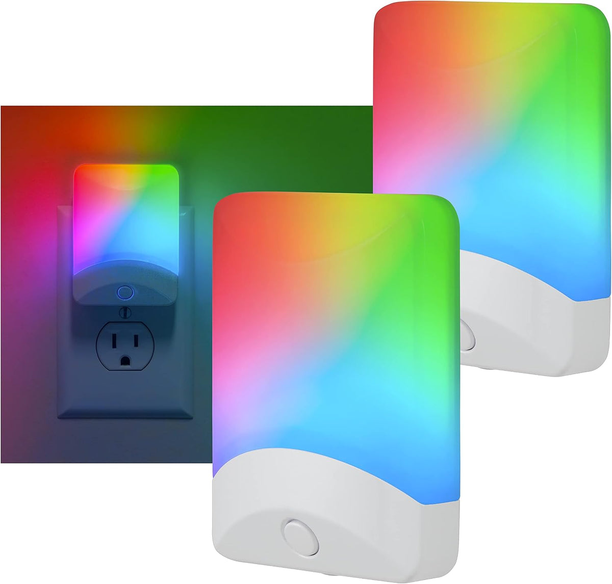 GE Plug in Color Changing Night Light with Dusk to Dawn Sensor, 2 Pack
