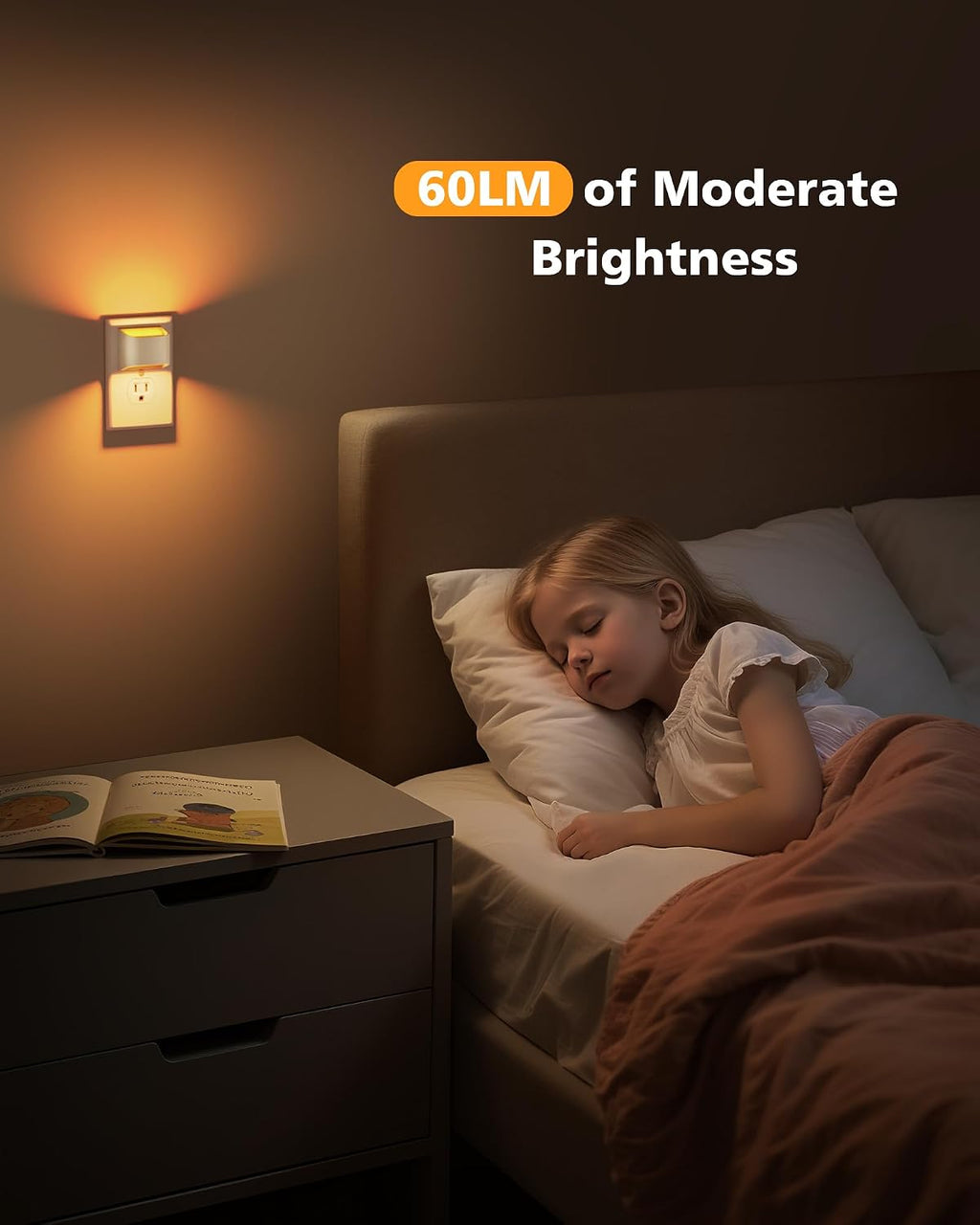 VOLISUN Amber Night Light, 4 Pack Up and Down LED Night Light with Dusk to Dawn Light Sensor, 1800K Night Lights Plug into Wall for Hallway, Bedroom, Bathroom, Kitchen White