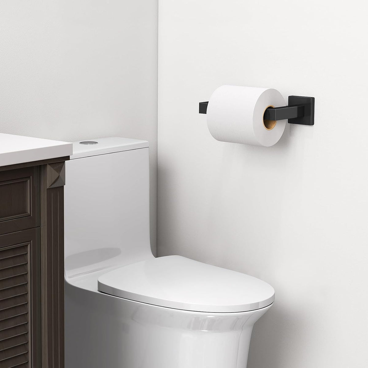 FEILERN Toilet Paper Holder Matte Black, 2 Pack Wall Mount for Bathroom