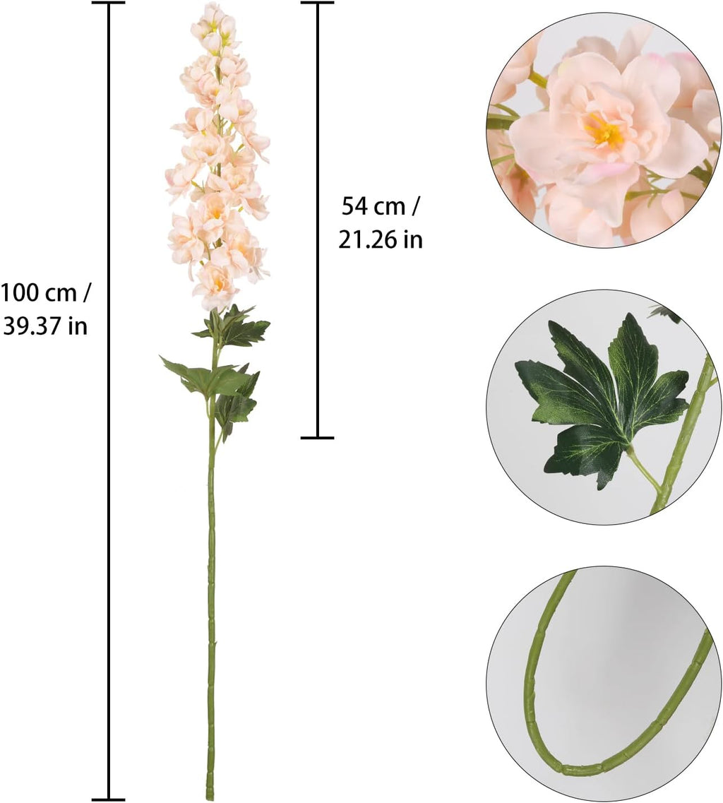 5PCS Delphinium Artificial Flowers 39" Champagne Flowers Long Stem Faux Delphinium Bulk for Tall Vase Home Wedding Table Decor(Champagne)
