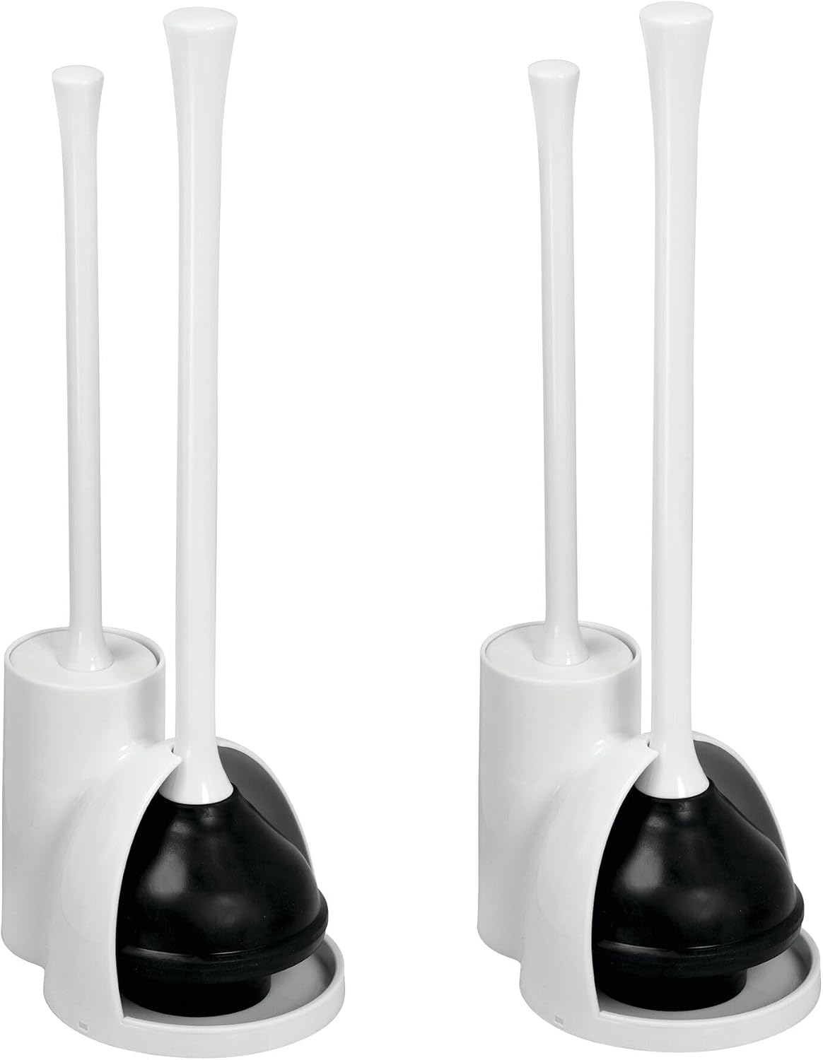 iDesign Compact Plunger Set, White, Set of 2