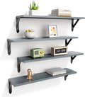 ROMGUAR CRAFT Wood Wall Floating Shelves Set of 4, 23.6" x 6" - Grey