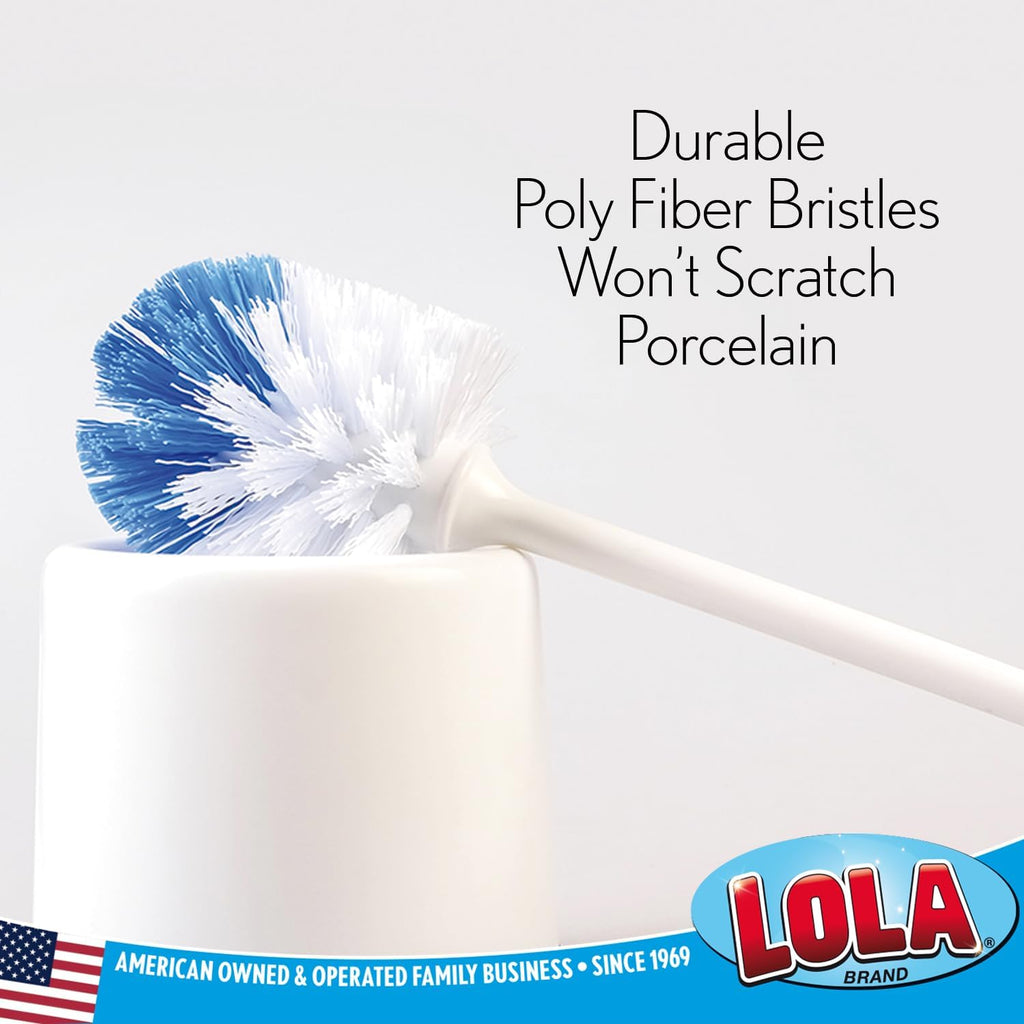 LOLA Eurostyle Toilet Bowl Brush, Durable Fiber Stiff Bristles, Non-Scratch - 2 Packs of 2 (4 Units)