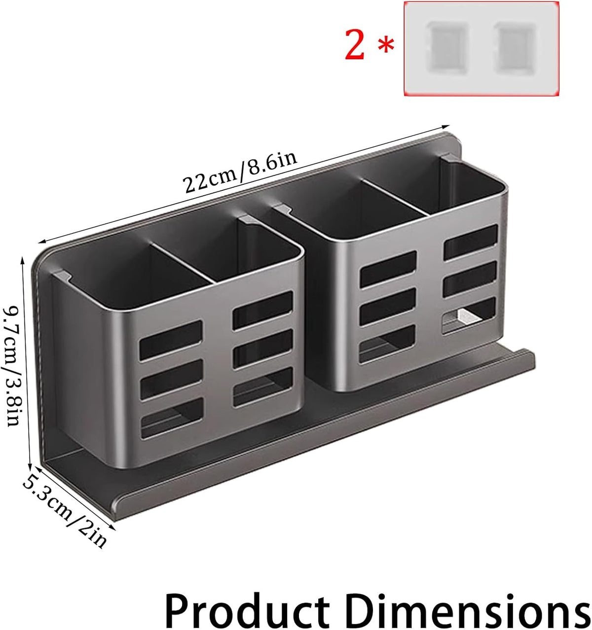 Aluminum Toothbrush Holder， Wall-Mounted，Bathroom Rack，4 Slot，Grey