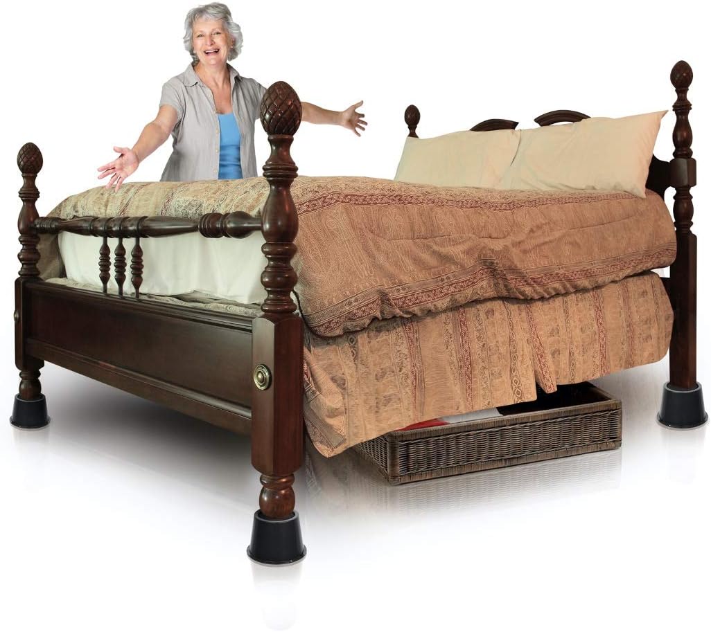 Slipstick CB672 Premium 3 Inch Bed Risers/Furniture Raisers with Steel Reinforced Caster Wheel Holder Top, Lifts Height 3" (4 Pack) Supports 2,640 Pounds, Black, Stackable with CB671