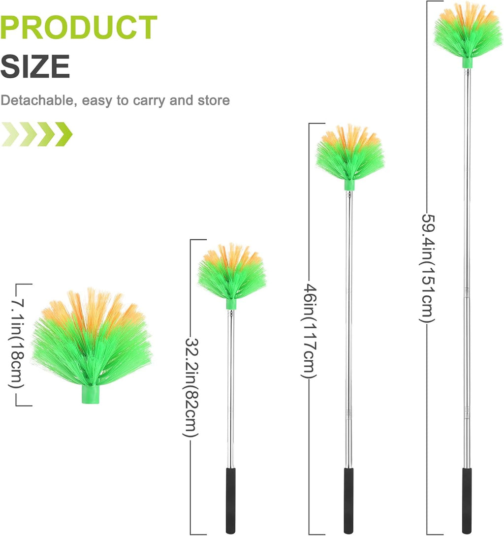 Cobweb Duster with Extension Pole, 59" Stainless Steel Ceiling Fan Duster