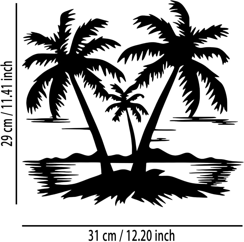 OPTYBVFD Tropical Palm Tree Metal Wall Decor - Room Decor Wall Art Home Decor for Living Room, Bedroom, Dining Room, Office, Coastal, Beach (Black)