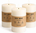 White Soy Pillar Candles,Non-Toxic,3x4 Inch, 55-Hour,Unscented,3 Pack