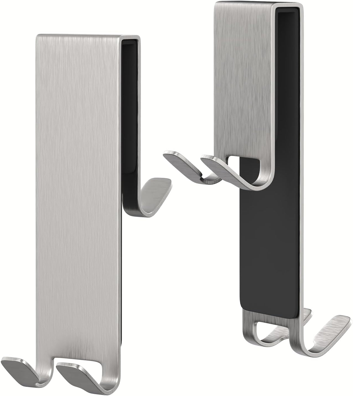 Double Sided Shower Door Hooks for Frameless Glass, Stainless Steel Over the Door Hooks No Drilling Rust Resistant, Towel Hooks for Bathroom Hanging Towels Robes, Silver (2 Pack) Bathroom Organizer