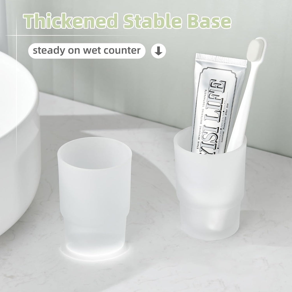 Angle Simple Frosted Glass Bathroom Tumbler, Toothbrush Cup, 2 Pack