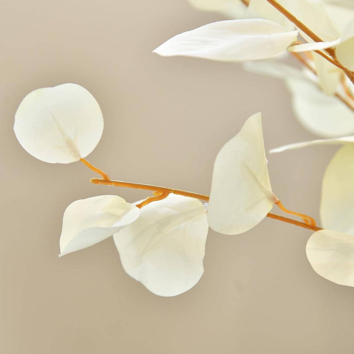 3 PCS 33" Artificial Eucalyptus Stems, Silk Branches for Vase Decor, Cream