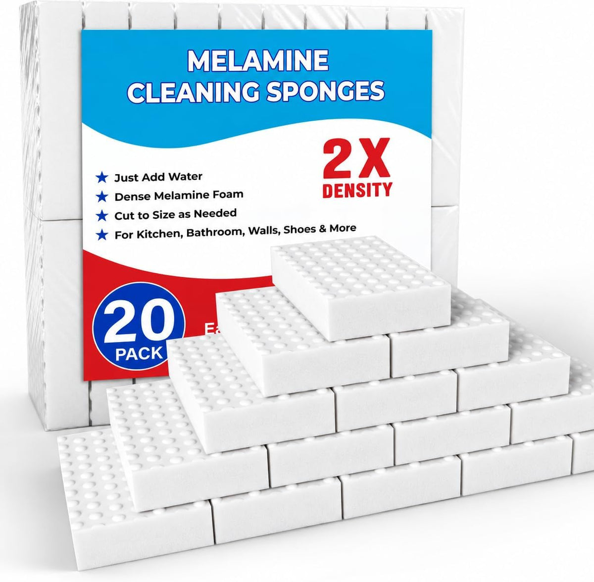 SmilinFit Magic Sponges for Cleaning, 20 Pack, 2X Density Cleaning Sponges