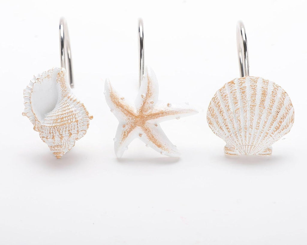 12pc Seashell Shower Curtain Hooks Decorative Resin Hooks for Kids