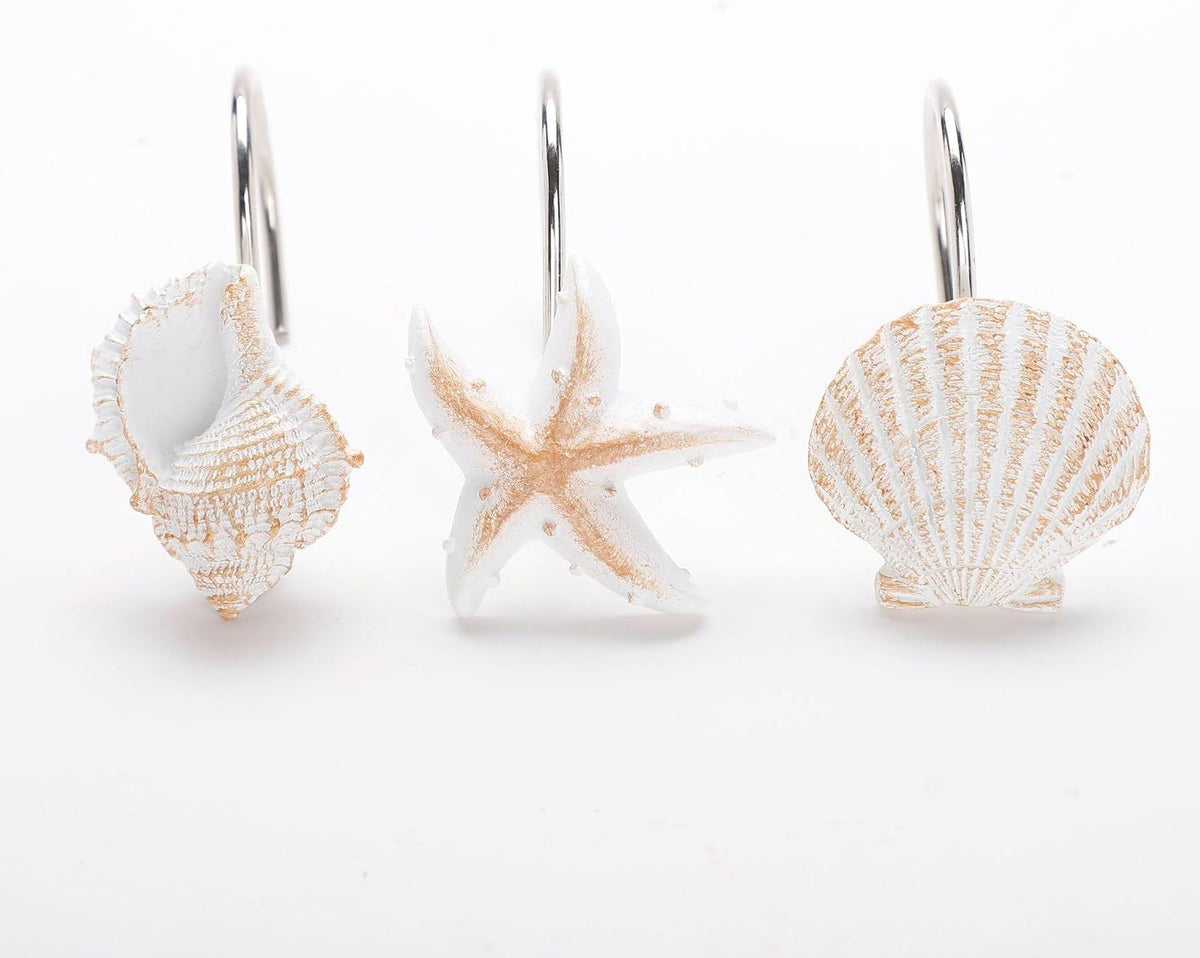 12pc Seashell Shower Curtain Hooks Decorative Resin Hooks for Kids