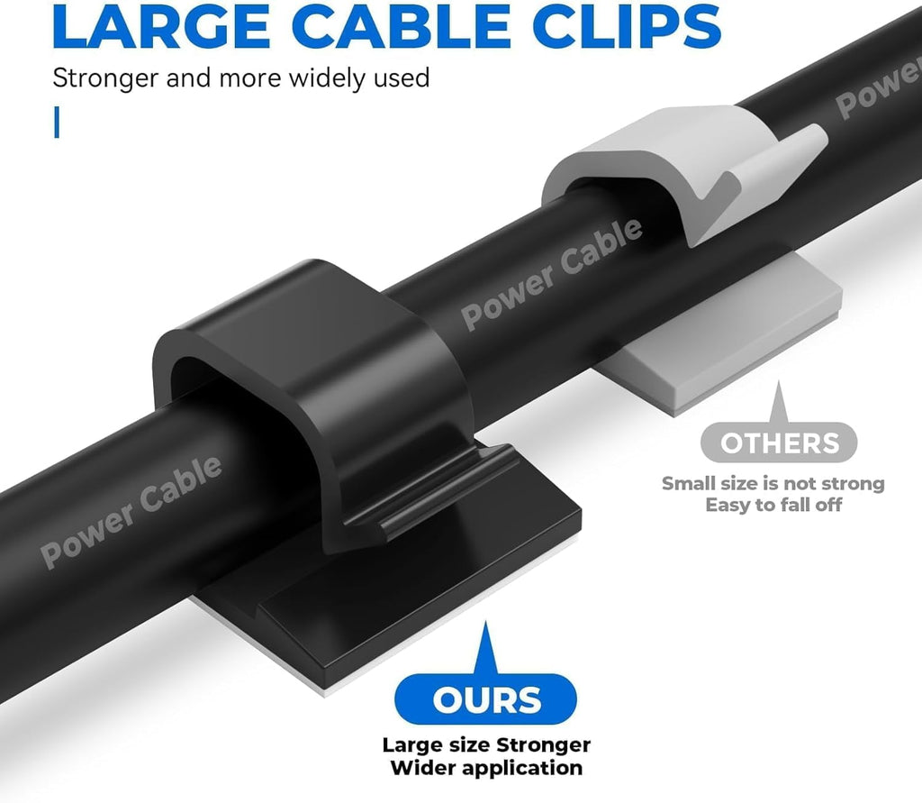 100Pack Adhesive Cable Clips, Wire Holders for Desk Wall Car, Black