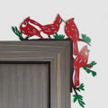 Hand Painted Door Topper, Metal Left Sided Hummingbird Flower Cardinal Flamingo Starfish Leaf Funny Creative Door Frame Topper Corner Silhouette Wall Art Decor for Nature Lovers (Cardinal)