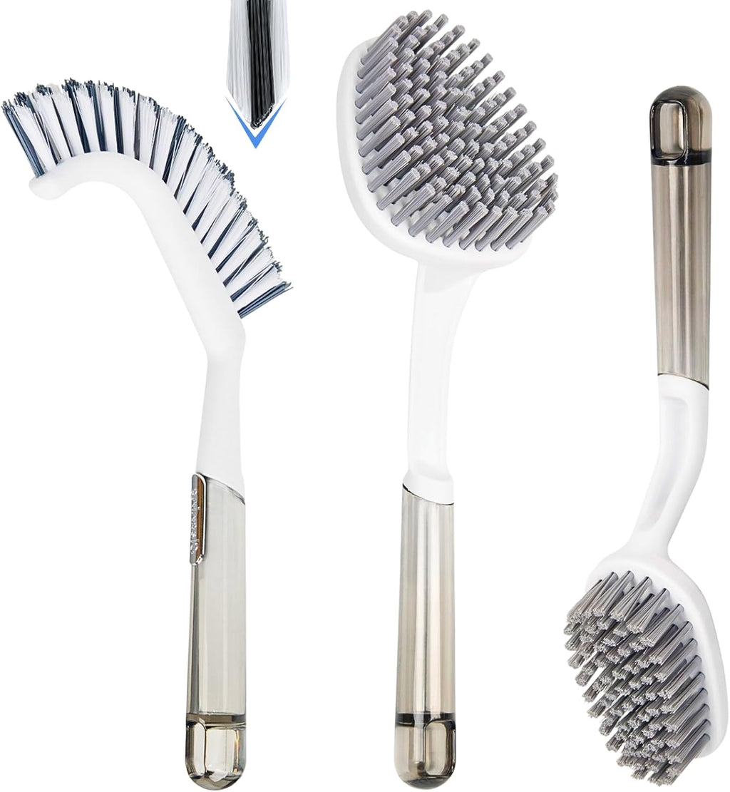 3 Pack Shower Brush for Cleaning, Heavy-Duty Scrub Brush Set for Bathroom