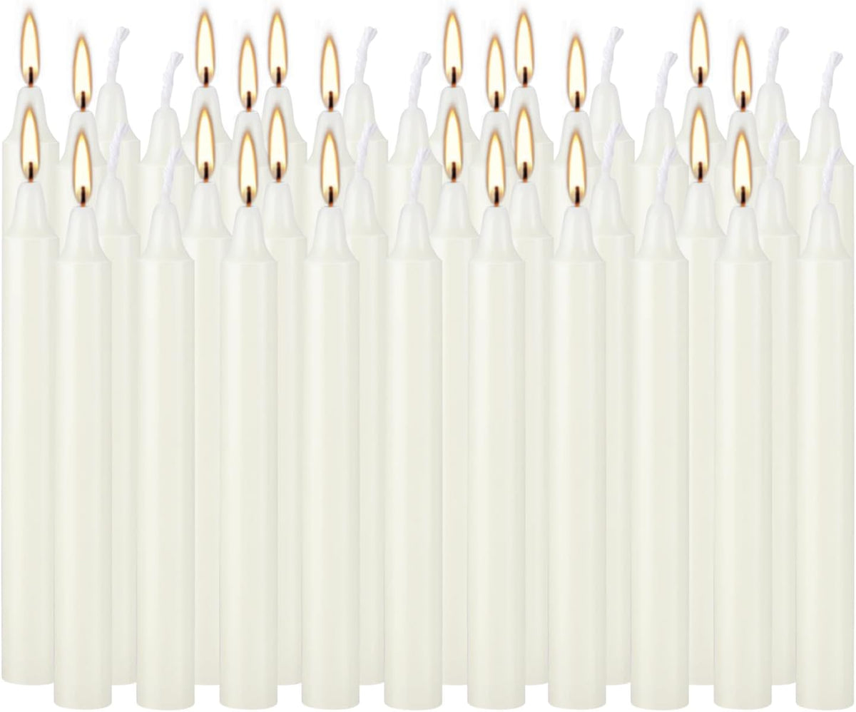 YOROXRG Set of 40 Ivory Candles Mini Unscented Taper Candles for Christmas,Household, Wedding, Rituals, Prayer, Birthdays, Meditation, Altar,Party and Home Décor Candlesticks - 4 Inch Tall