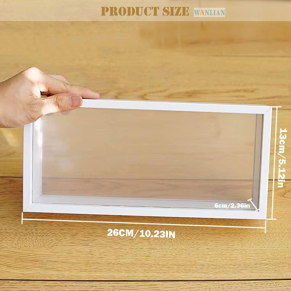 Shadow Box Frame,Wooden Double-Sided High-Definition Plexiglass Storage Box, DIY Display Box, Suitable for Dried Flowers, Specimens, Handicrafts, Baby Souvenirs and Photos (White)