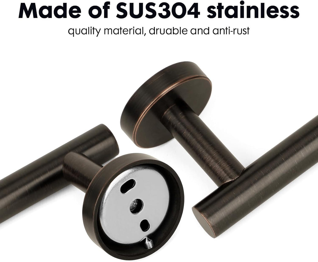 4 Piece Oil Rubbed Bronze Stainless Steel Bathroom Hardware Set Include Hand Towel Ring, Toilet Paper Holder,and 2 Robe Towel Hooks,Bathroom Accessories Set Oil Rubbed Bronze