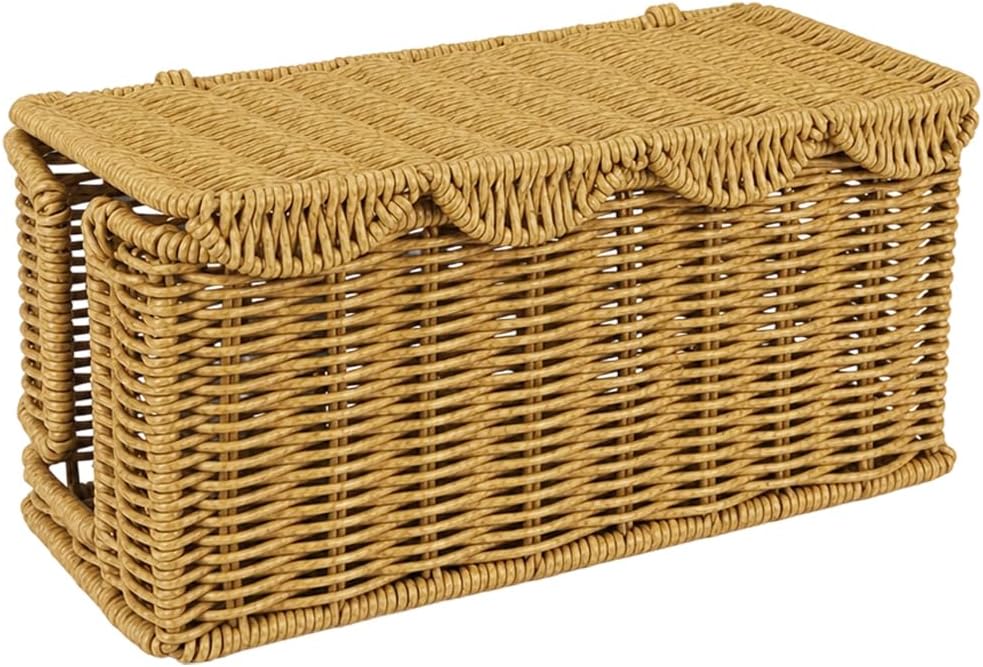 Handmade Rattan Cable Management Box, 2 Open Slots Cords Hider Box