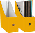 Limitliho 2 Pack Yellow Cardboard Magazine File Holder for Desk or Shelves