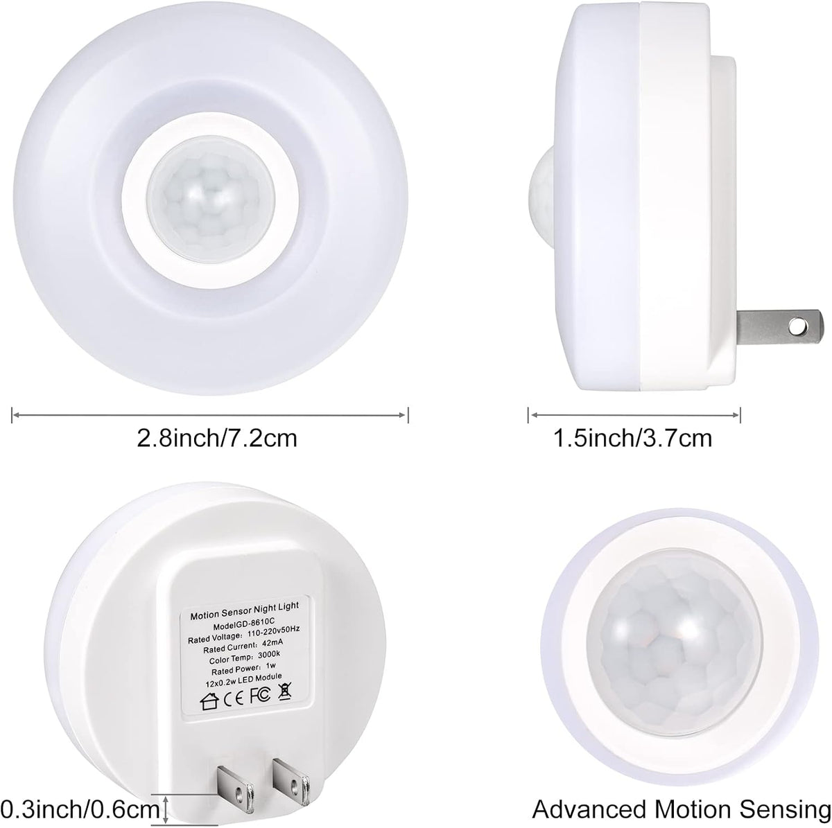 CREWEEL Night Light Plug in, Motion Sensor Night Lights Plug in Wall. 200LM Ultra Bright Soft Warm White nightlights, Smart Movement Sensor, Energy Efficient(Warm White 2Pack)