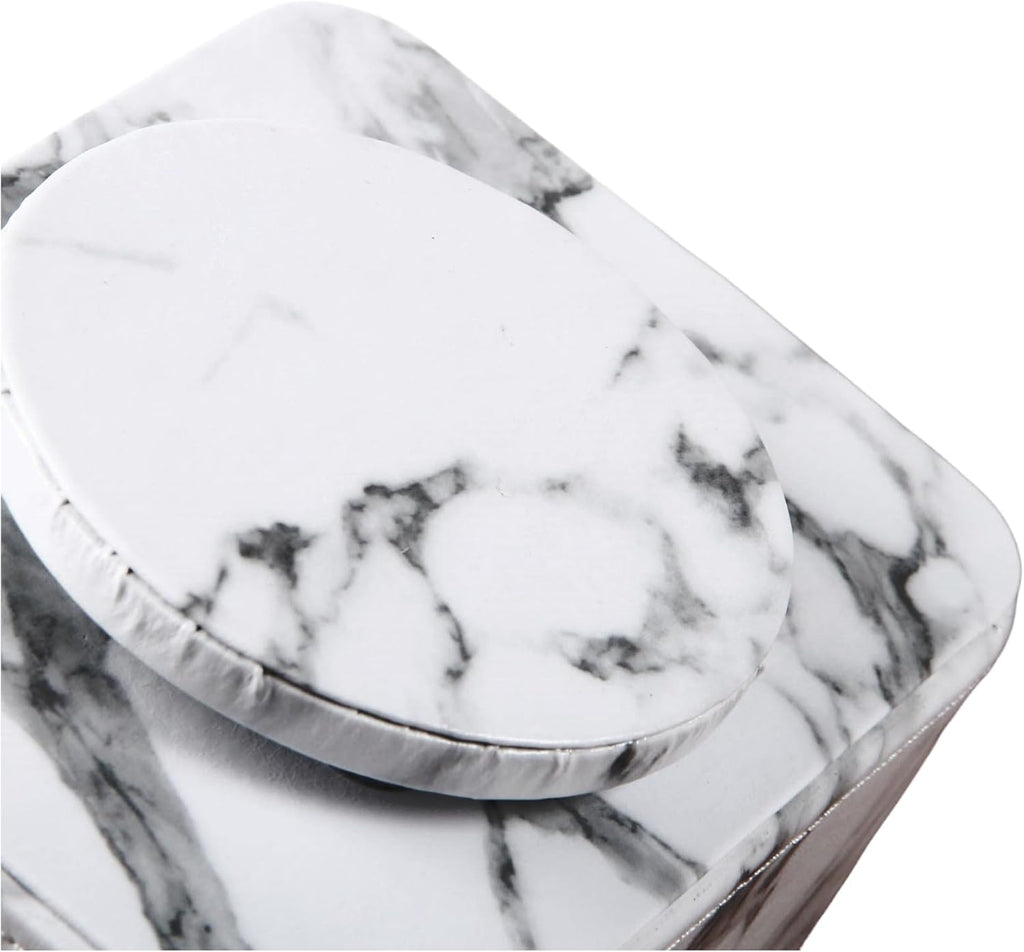PU Leather Remote Control Holder,360 Degree Spinning Desk TV Remote Caddy,Desk Organizers and Accessories,for Controller,Media,Mail,Calculator,Mobile Phone,Pen Storage Holder(White Marble)