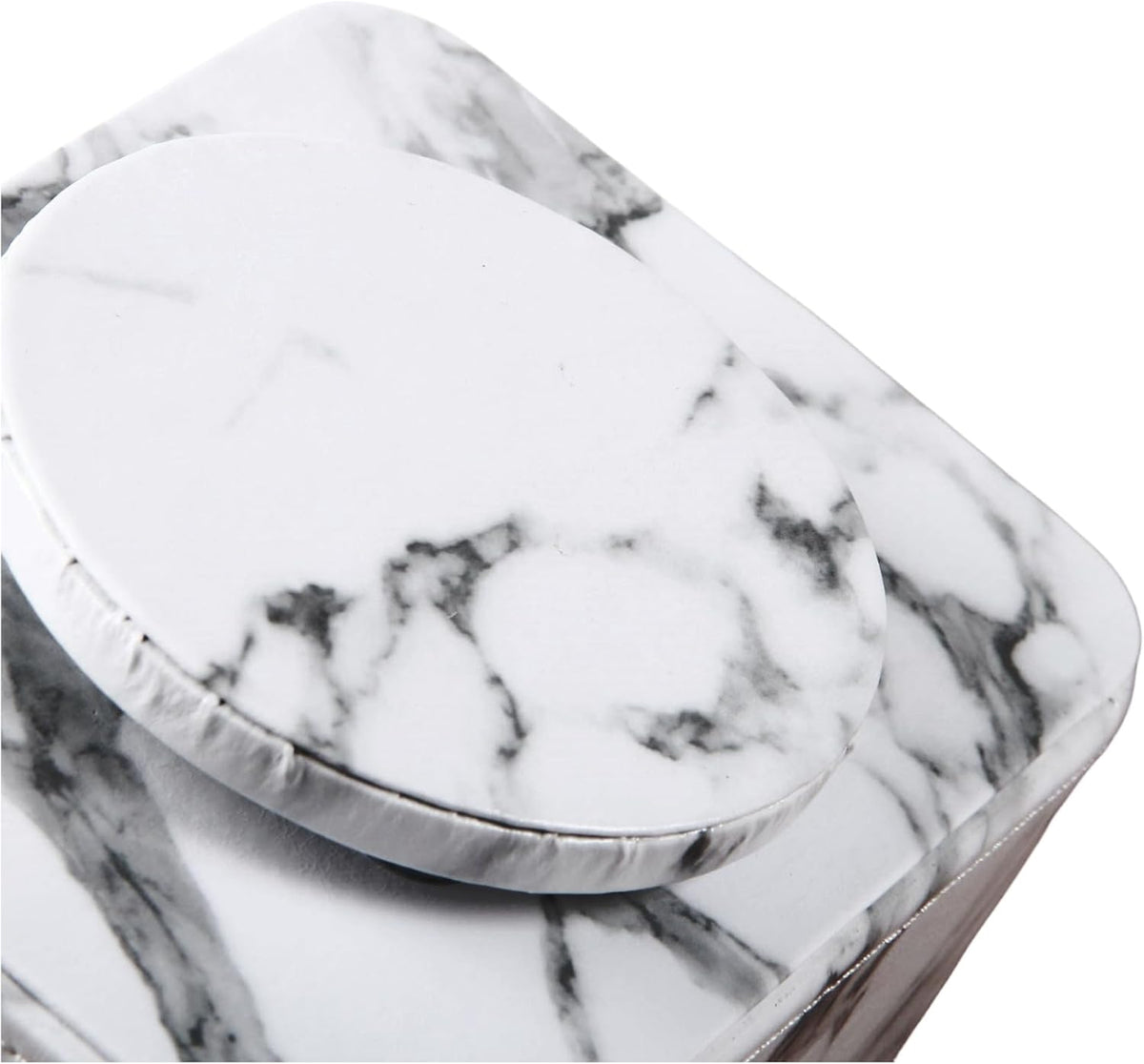 PU Leather Remote Control Holder,360 Degree Spinning Desk TV Remote Caddy,Desk Organizers and Accessories,for Controller,Media,Mail,Calculator,Mobile Phone,Pen Storage Holder(White Marble)