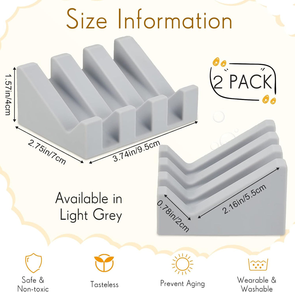 Cunhill 2 Pieces Soap Dish, Silicone, Light Grey