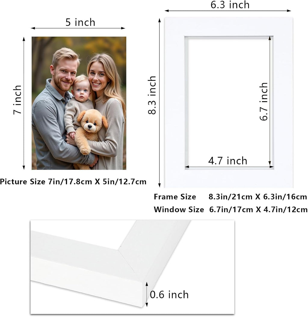 5x7 Double Hinged Picture Frame with Real Glass, PS04-WHD7