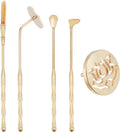WEBEEDY 5Pcs Incense Making Kit, Brass Incense Tool Kit Set- Incense Spoon Incense Press Shovel Brush for Incense Burner Kit Incense Cone Bowl Prayer Fragrance