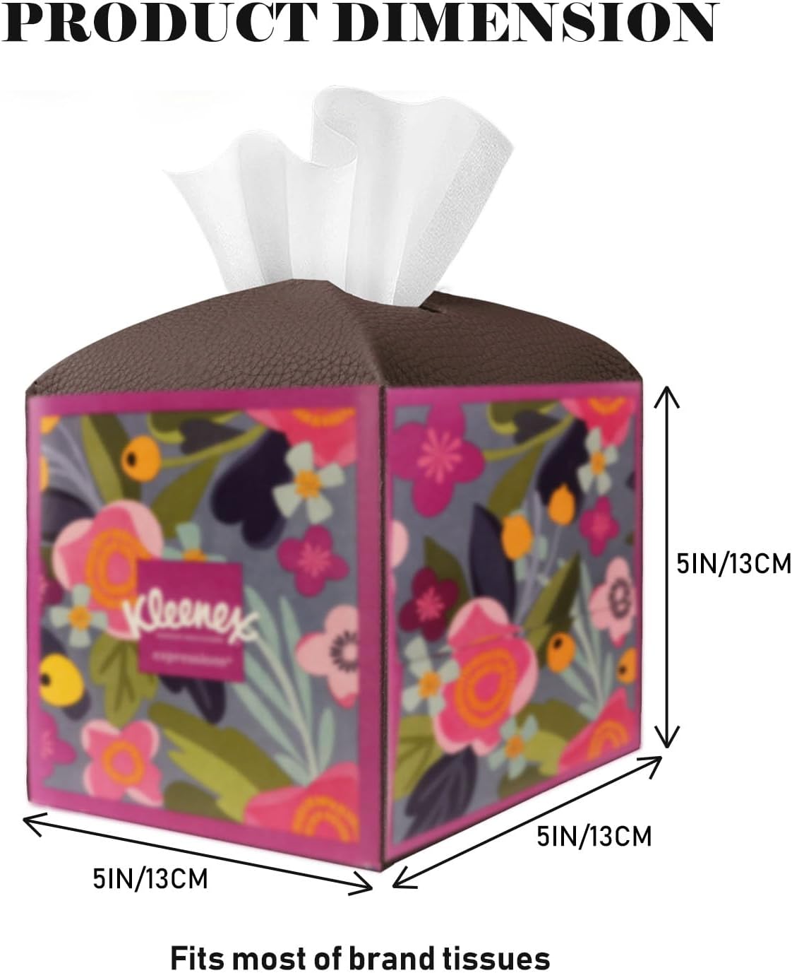 Tissue Box Cover Holder Square Tissue Cube Cover PU Leather Tissue Organizer with Bottom Belt for Bathroom, Tabletop, Car, Night Stands, Office, Home, Kitchen (2, CoffeeBrown)