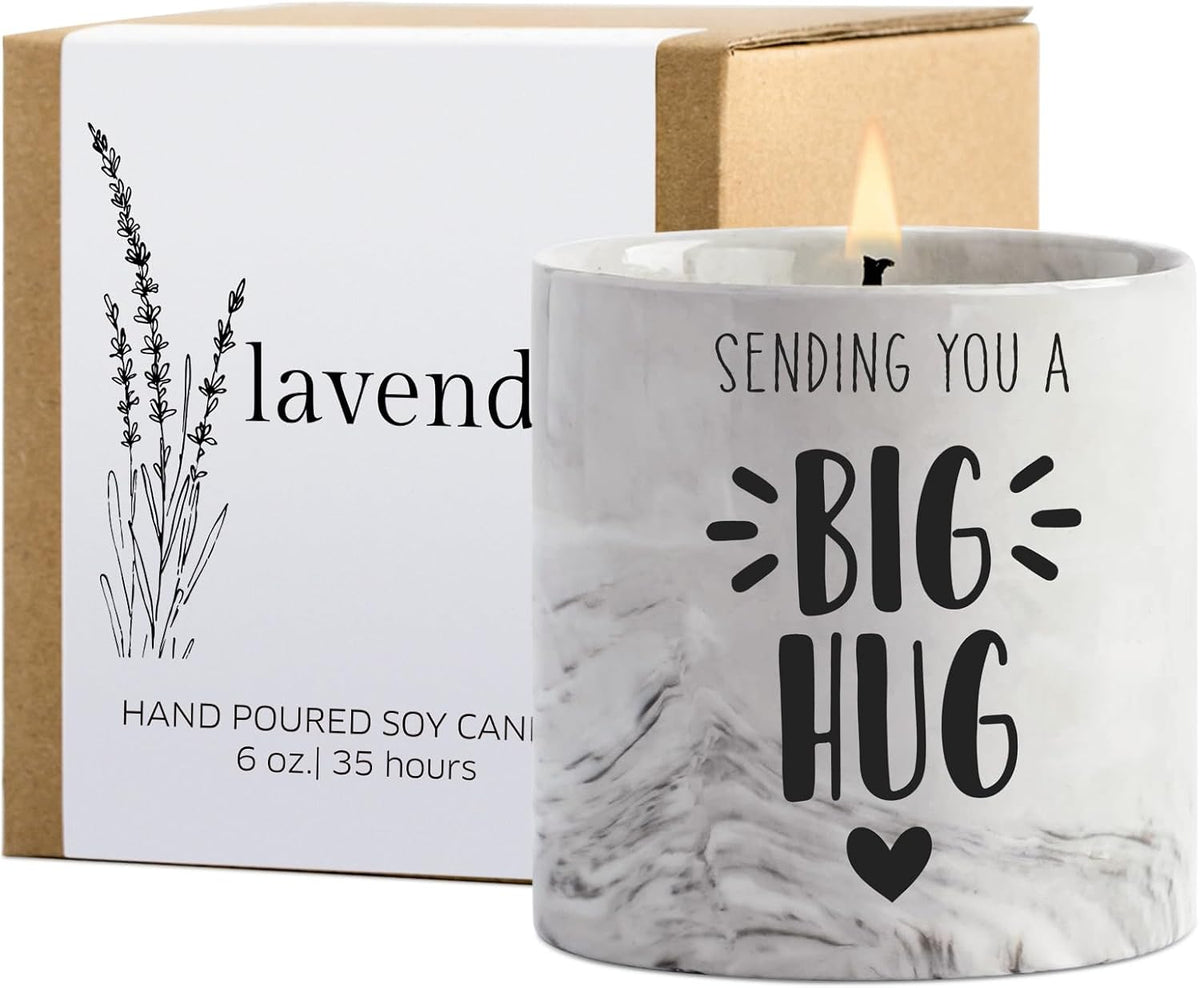 Thinking of You Gift Candles for Women Sending You A Big Hug in A Jar Candle Gifts for Best Friends Get Well Soon Cheer Up Comfort Gifts for Sick Miss You Lavender Scented Candles for Mothers 6oz