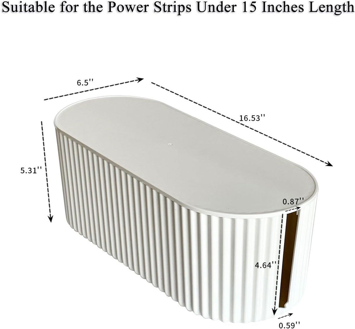 White Cable Management Box with Lid, Large, Plastic