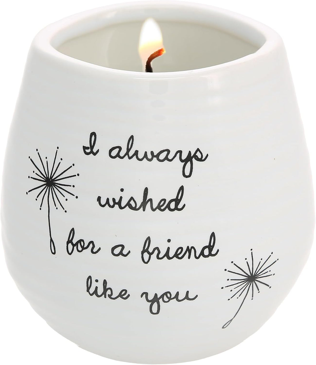 Pavilion - 8 Oz Candle Holder - White Ceramic Candle Jar with 100% Soy Wax Candle Cotton Scent "I Always Wished For A Friend Like You" Ideal Gift for a Friend - Printed Text, Love Theme & Oval Shape