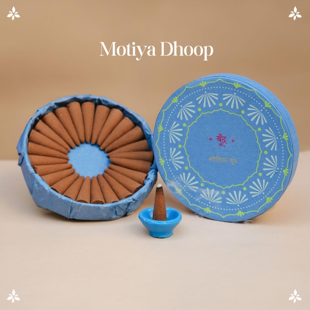 बूँद | Boond Fragrances Motiya Dhoop - Pure Jasmine Incense Cones