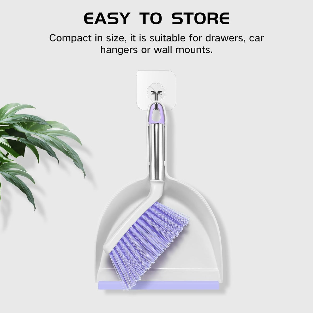 NACENA Mini Broom and Dustpan Set,Small Dust Pan and Brush Set,Light&Purple