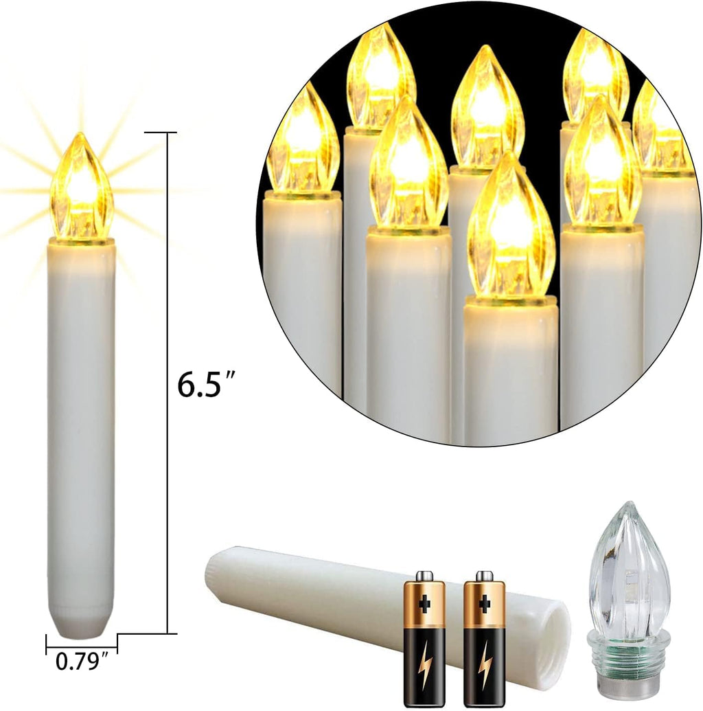 Homemory 12PCS Christmas LED Window Candles with 6h Timer, 2X Brighter Flameless Taper Candle with Suction Cups Battery Operated for Window, Flickering Candlesticks for Christmas Home Wedding Decor
