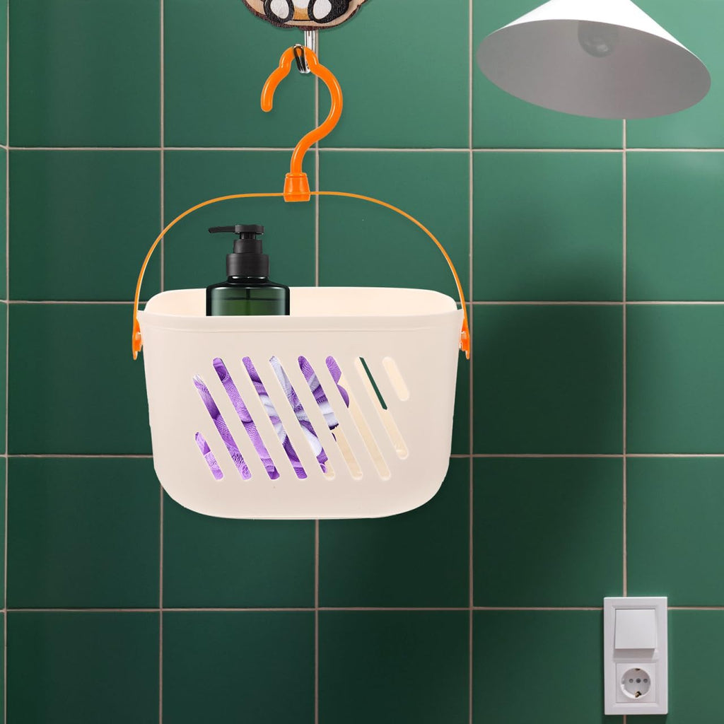 Angoily Small Shower Caddy, Plastic Hanging Basket for Shower with Hook