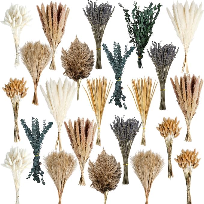 530/450Pcs Dried Pampas Grass Set for Dry Flower Home Decor (530Pcs Nature)