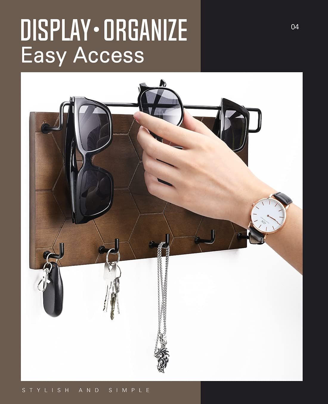 Emibele Sunglass Organizer Wall Key Holder,Decorative Wood Wall Organizer