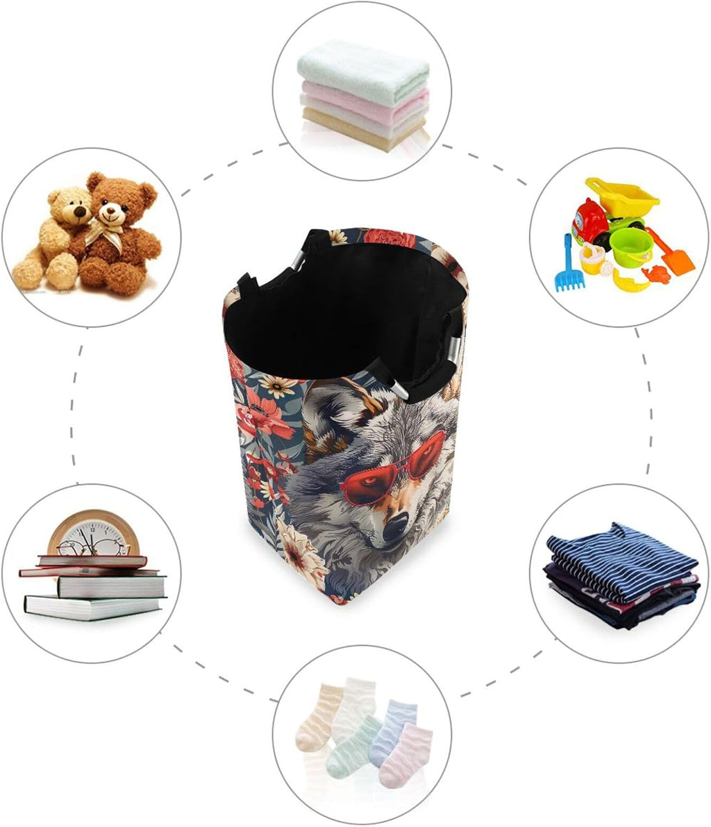 Nander Laundry Hamper Clothes Hamper Large Capacity Basket with Handles for Storage Clothes Toys in Bedroom, Bathroom, Foldable - Wolf