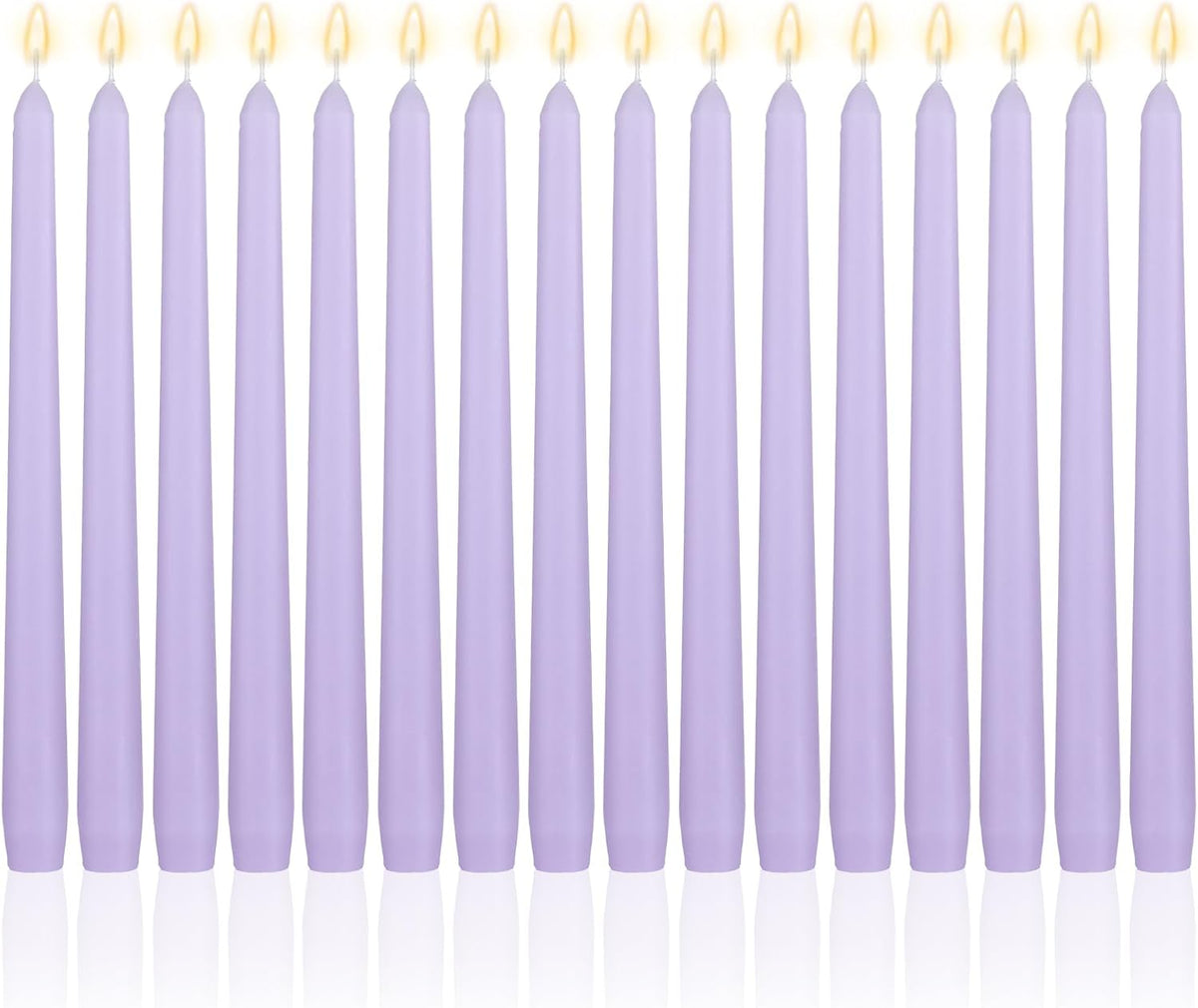 MTLEE 16 Pcs 10 Inch Taper Candle Sticks Smokeless Unscented, Light Purple