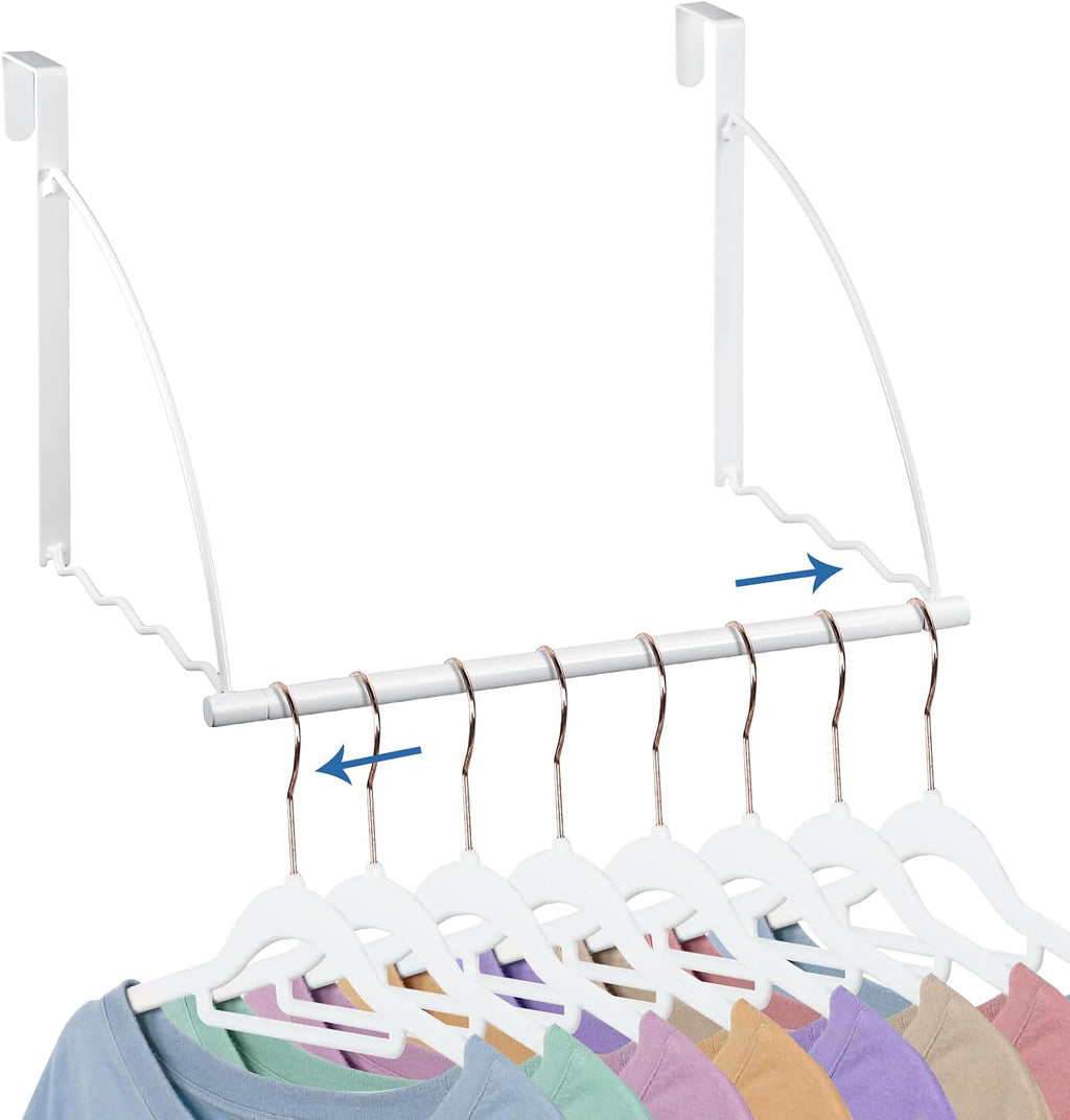 Menkxi Over the Door Hooks Adjustable for Hanging Towels Coats, White